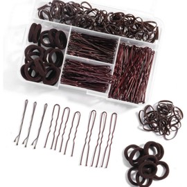 Dance Hair Accessories Kit, 100 U-shaped Pins, 50 Bobby Pins, 135 Elastic Rubber Bands, 50 single clip, 35 Hair Ties for Ballet Bun, Dance Competitions