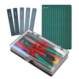Basic Tool Set 74016 for Plastic Models＆ Cutting Mat A5 22.5×15 cm (8.86×5.91 inches) & Sanding Sticks Set #120, #240, #600, #800, #1000