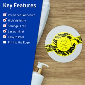 Avery Printable Cigar Labels with Sure Feed Technology, 2-3/8" x 8", Neon Yellow Labels, Laser/Inkjet, 30 Total, Great for Soap Labels and Jar Labels