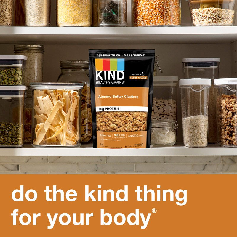 KIND Healthy Grains Clusters, Almond Butter Granola, 10g Protein, Gluten