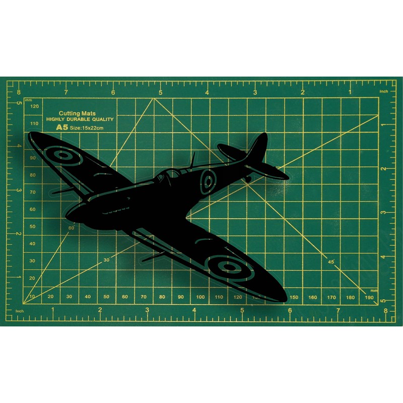 Spitfire Silhouette Vinyl Decal Sticker 6 inch Wide (Black)