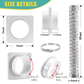 VIWINVELA Dryer Vent Hose Connector Kit - Dryer Vent Wall Plate with Hose - Dryer Duct Connector with Quick Connect & Disconnect Dryer Dock Connector (Dryer Vent Connector with 4in-5ft Hose)