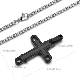 Zillaly Men's Stainless Steel Cross Necklace,Two-Tone Black & Blue Carbon Fiber Pendant - Included Gift Box, not known