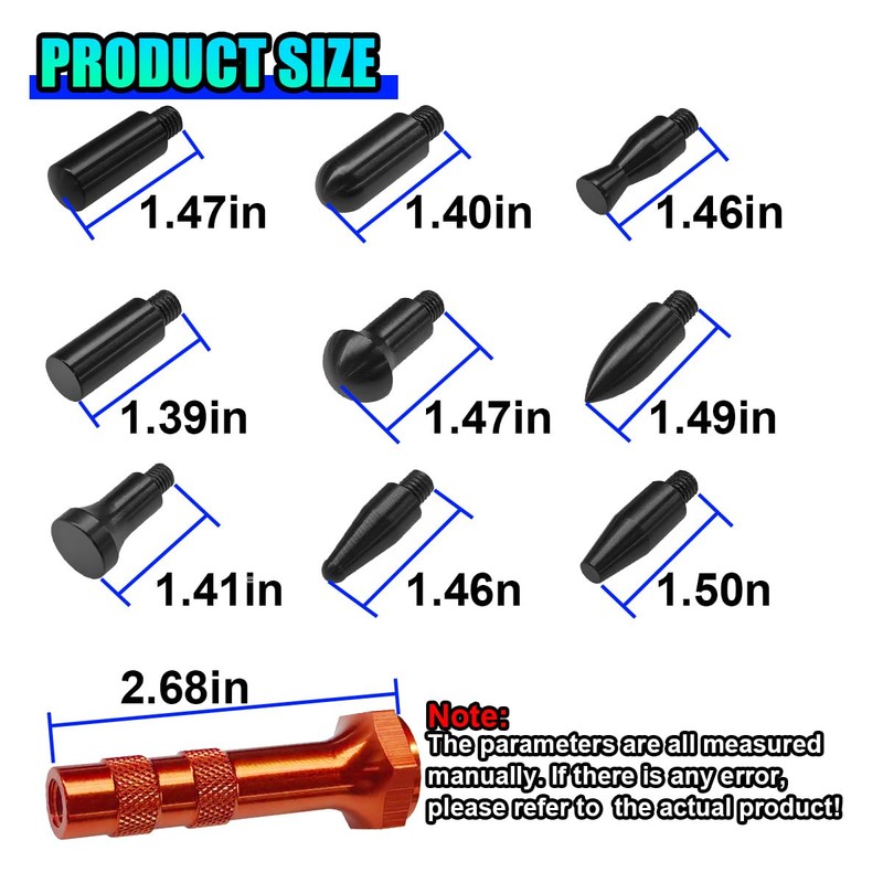 UHANBUT Paintless Dent Repair Kit, 9 Different Shaped Hammer Heads