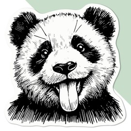 Medium 100mm 'Funny Face Panda' Permanent Sticker Decal for Cars/Windows/Bins/Walls etc (DW00134813)