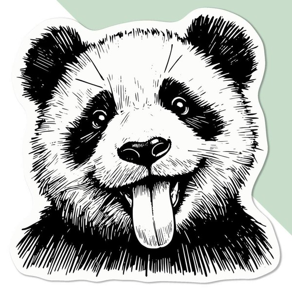 Medium 100mm 'Funny Face Panda' Permanent Sticker Decal for Cars/Windows/Bins/Walls