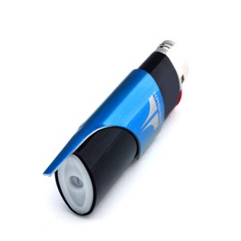 Kasher Classic Lighter Tool Without Lighter - Stainless Steel, Lightweight, Durable Construction, Portable - Fits Any Lighter - Usage as Cutter for Opening Packages & More - 0.8mm Thick (Blue)