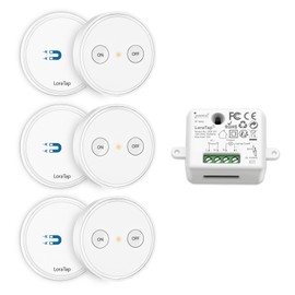 LoraTap Wireless Light Switch Set with 3 Remote Controls and 1 Receiver, 230 V Radio Switch for Lights and Devices up to 2300 W, 200 m Range, Wireless Control without Additional Wiring