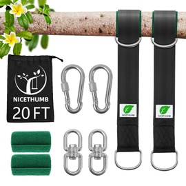 Tree Swing Straps Hanging Kit 20FT, Heavy Duty Safer Lock Carabiners & Tree Protectors Holds 2200 LBS, Tree Swing Straps Easy to Install Perfect for Swings or Hammocks