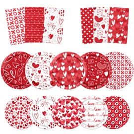 Dydamud Valentines Plates and Napkins Valentine's Day Decorations include Red Heart Love Paper Dinner and Dessert Plates Napkins for Valentine's Day, Engagements, Anniversary Party