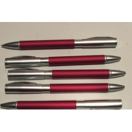 TERZETTI LOT OF 5 TERZETTI TESTA MATTE CHROME/RED METAL BALLPOINT PENS-SLIM PEN