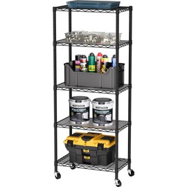 SINGAYE 5 Garage Heavy Duty Shelving Unit Kitchen Pantry Close Home Organizers and Storage Bathroom Shelf Laundry Room Organization Industrial Book Metal Wire Adjustable Shelves