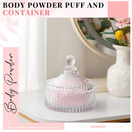 Tioncy 2 Pcs Powder Puff Container Set 6" Glass Jar,Clear,Classic