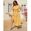 KOJOOIN Women Plus Size V Neck Wrap Maxi Dress Short