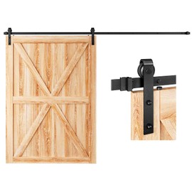 EaseLife 9 FT Sliding Barn Door Hardware Track Kit,Basic J Pulley,Slide Smoothly Quietly,Easy Install (9FT Track Kit for 54" Wide Single Door)