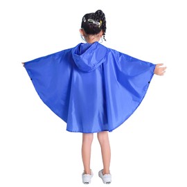 Spmor Kids Rain Poncho Hooded Jacket Rain Coat Blue L
