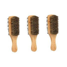FRCOLOR Pcs Wooden Handle Portable Beard Brush Men's Beard Styling Maker Double-sided Bristles for Gentle Skin