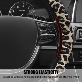 CGEAMDY Car Steering Wheel Cover Universal Car Steering Wheel Cover Universal Size 38 cm Non-Slip Steering Wheel Cover Soft Comfortable Steering Wheel Protector for Car Accessories (Beige)