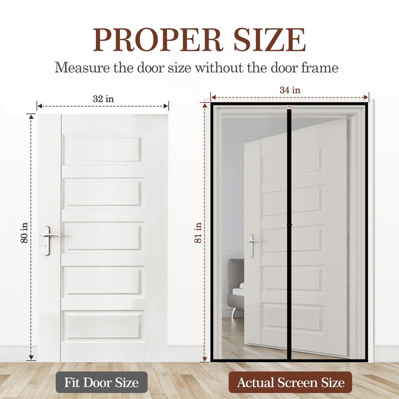 Yotache Magnetic Screen Door for 32x80 Doors, Screen Size 34"x81"
