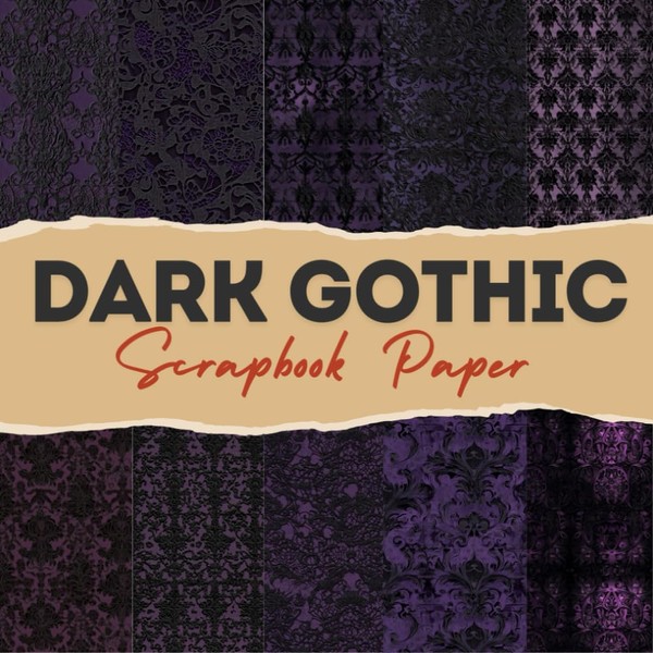 Dark Gothic Scrapbook Paper: 12 Double Sided Craft Paper For