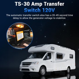 KUTTOLE 30 Amp Transfer Switch, Automatic Generator Transfer Switch for RV, Shore Power, Speedboats, 120V ATS Auto, Black