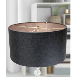 16x16x9 Granite Gray Burlap Hardback Drum Lampshade