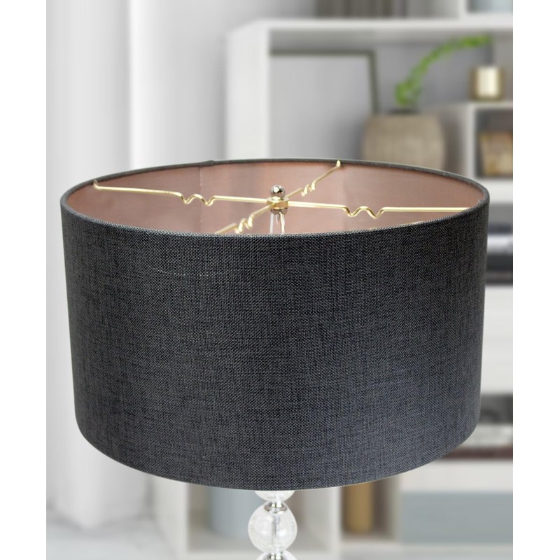 16x16x9 Granite Gray Burlap Hardback Drum Lampshade
