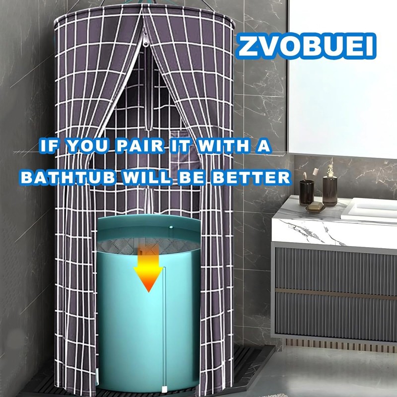 Round Shower Curtain Hanging Bathroom Curtains with Storage and Double