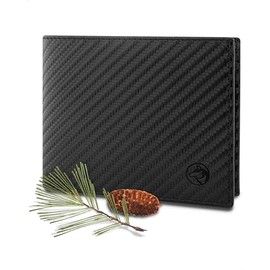 Wolfstrøm Men's Leather Wallet 'Nørge' - Tri-Fold Men's Wallet RFID Blocker - 6/8 Card Compartment, ID Compartment, Large Additional Compartment, Note Compartment, Change Compartment, (04) Carbon,
