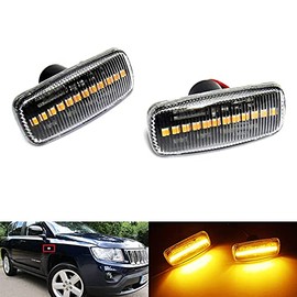 RZG 2x Clear Lens Side Indicator Amber LED Marker Repeater Light For Cherokee Liberty KK Commander Compass Grand Cherokee III IV Patriot Caliber Nitro