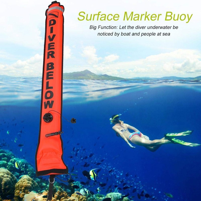 Tbest Inflatable Marker,6FT Diving Surface Marker with High Visibility Reflective