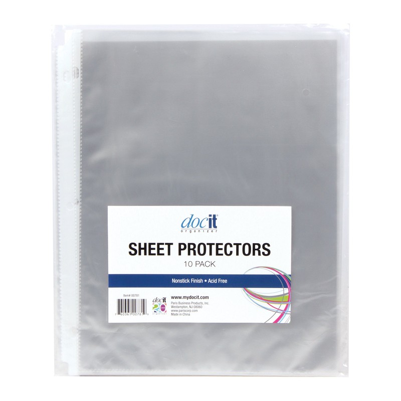 DocIt Top Loading Clear Sheet Protectors for 3 Ring Binders,