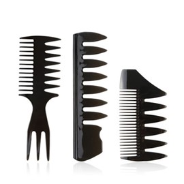 TSLRSA Professional Styling Comb Set - 3 Pieces Retro Wide Tooth Comb Hair Comb Styling Men Detangler Hair Brush Hair Care Set Hairdressing Accessories for Shower Long Curly Thick Hair (Black)