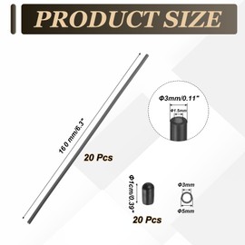 sourcing map 160mm Plastic Protection Antenna Tube, RC Antenna Tube with Caps for RC Car Boat Drone Receiver Antenna(Black, 20 Pcs)