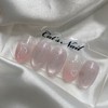 Ribbon pink magnetic nail handmade nail tip - Oval /