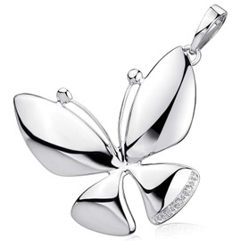 MATERIA by Matthias Wagner Butterfly Pendant 925 Silver Large with Zirconia Rhodium-Plated, Cubic Zirconia, Cubic Zirconia