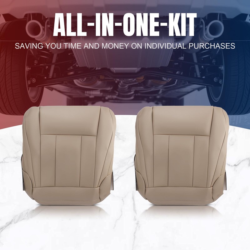 AUTOKAY Driver & Passenger Bottom Seat Cover Oak Tan Fits