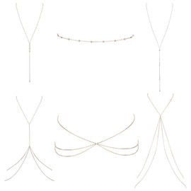 ZELORES 6PCS Body Chain for Women Adjustable Layered Belly Waist Chain Summer Beach Bikini Crossover Body Chain Jewelry Set