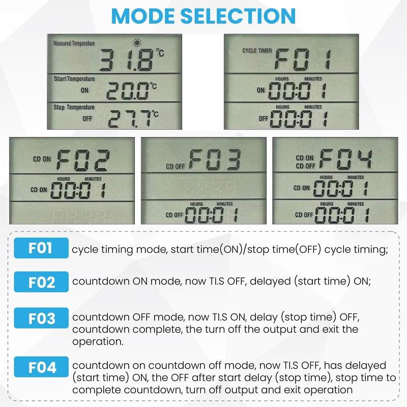 Doright Digital Temperature Controller,LCD Screen Heating Cooling Temperature Switch,Thermostat UK