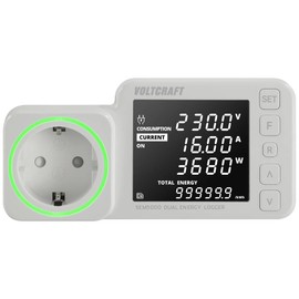 VOLTCRAFT SEM5000 Dual Energy Cost Meter Cost Forecast, Alarm Function, Adjustable Current Tariff, Data Logger Function