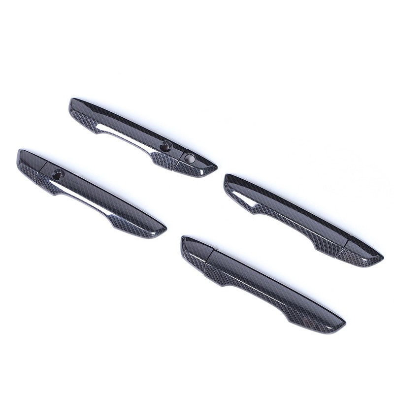 8pcs Smart Exterior Door Handle Cover Trim Carbon Fiber Style