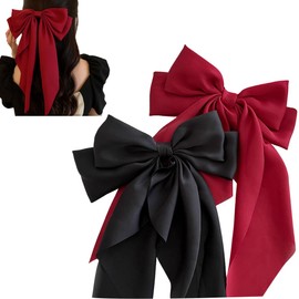 LIMSE 2-piece Set, Big, Ribbon, Satin, Barrette Clip, Hair Ornament, Wedding, Headdress, Hair Accessories, Wedding Ceremony, Kimono, Graduation Ceremony, Bow, Hair Clip, Popular, Coming-of-Age Hair