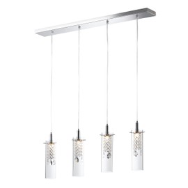 BAZZ - P14531CRLED1 P14531CRLED Glam 4-Branch LED Pendant Light, Dimmable, Adjustable, Bulbs Included, Energy Efficient, 71-in, Glass