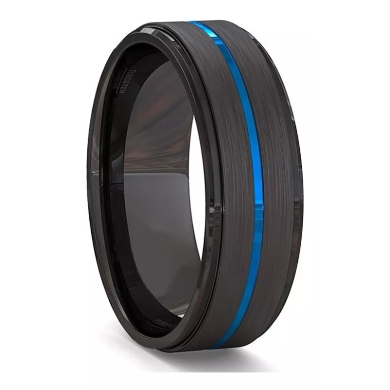 generic Anillo De Carburo De Tungsteno Para Hombre Línea Azul