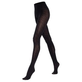 SENTELEGRI Lora Beautiful Semi Opaque Geometric Patterned Tights 50 Denier 3D (UK, Alpha, L, Regular, Regular, Black)