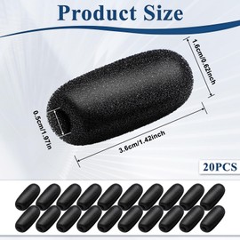 JIYIN Foam Microphone Wind Protection, Pack of 20 Black Pop Protection Headphones Mini Microphone Headset Windscreen for Stage Performance Meetings
