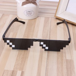 XUZHUWANG Cool 3-Bit MLG Pixel Sunglasses Deal With It Glasses Pixel Sunglasses Uv400 Sunglasses for Men Polarised, Bk