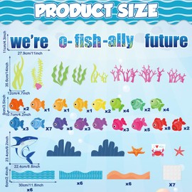 Under The Sea Bulletin Board Set Summer Ocean Classroom Decoration Sea Animals Writable Colorful Fish Paper Cutouts We’re O-Fish-Ally Future Bulletin Board for Back to School Chalkboard Wall Decor