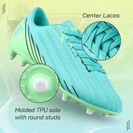 Vizari Tesoro JR FG - Zapatos de f tbol para exteriores, para ni os y ni as, Agua / menta, 5.5 Big Kid