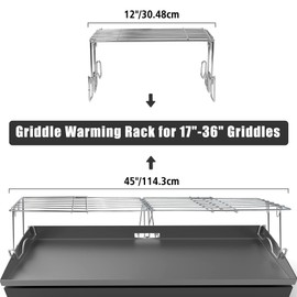 Universal Griddle Warming Rack for Blackstone 17-36" Griddles 1554 2149, Adjustable Rack Compatible with Weber 28" Griddle, Stainless Steel Adjustable BBQ Griddle Rack for Tabletop Flattop Griddle
